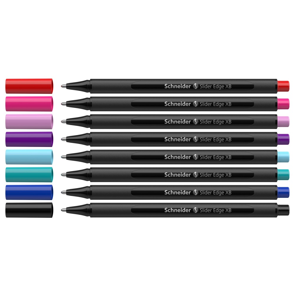 SCHNEIDER Kuličkové pero Schneider Slider Edge XB Black Edition - sada 8 kusů