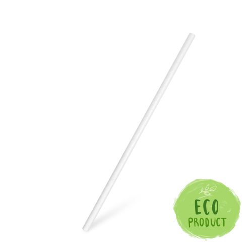 Slámky papírové rovné, bílé 20 cm, 100 ks