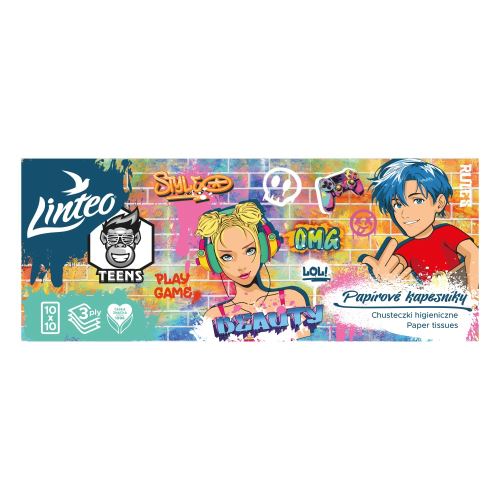 Hygienické vreckovky Linteo TEENS 10 x 10 ks (3 vrstvové)