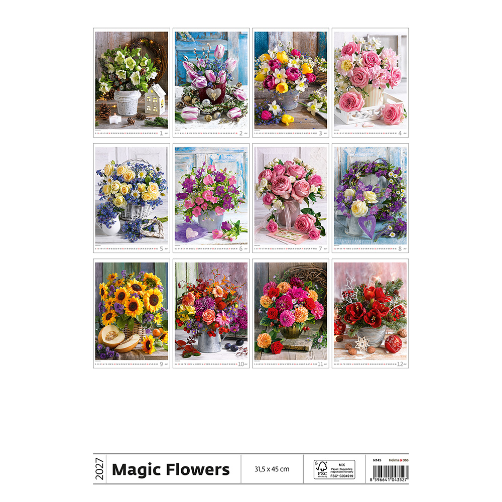 Helma 365 Nástenný kalendár 2027 Magic Flowers