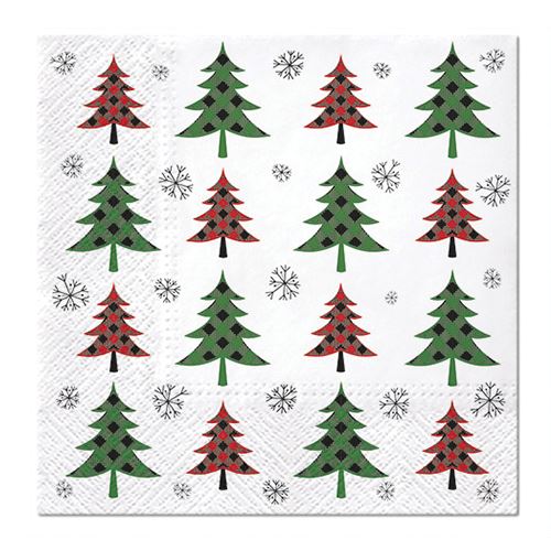 Obrúsky PAW L 33x33cm Christmas Tree Check (red and green)