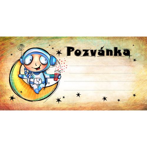 Dětská pozvánka na párty - Kosmonaut, bal. 10 ks
