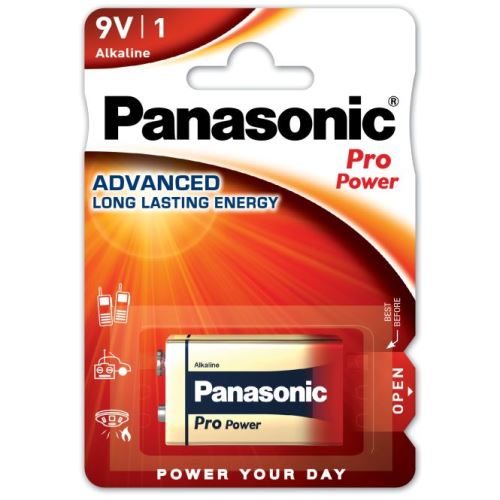 Alkalická baterie, 6LR61, 9V, Panasonic, blistr, 1 balení, 6LF22PPG/1BP, Pro Power