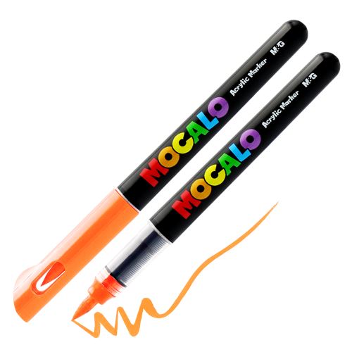 Popisovač M&G MOCALO Acrylic Marker, štětcový hrot - neonově oranžová 300