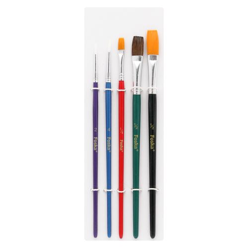 Sada štětců Foska Color 5 ks, kulaté č. 2 a 4 + ploché č. 1/4, 1/2, 1/2 (1)