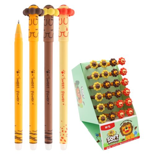 Pero gélové /gumovacie M&G iErase 0,7 mm Soft Animals Lion - modrá náplň