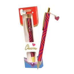 Pero kuličkové CHARM Heart Red - modrá náplň