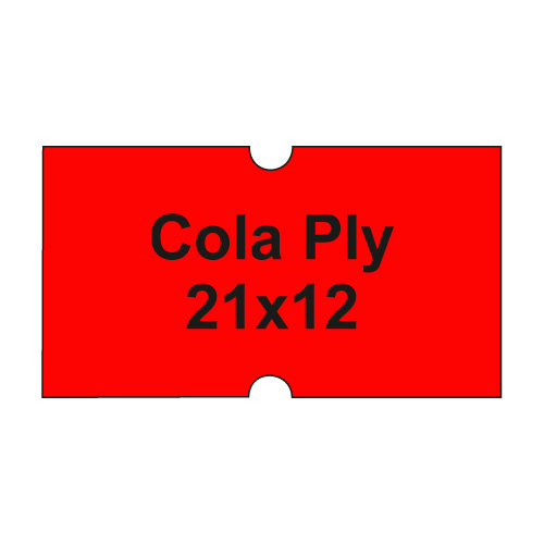 Etikety cen. COLA PLY 21x12 hranaté - 1250 etiket/kotouček, červené 42 ks