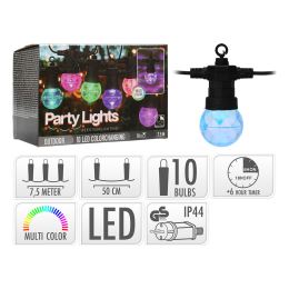 Párty osvětlení - řetěz 10 LED žárovek, barevné, délka 7,5 m (1)