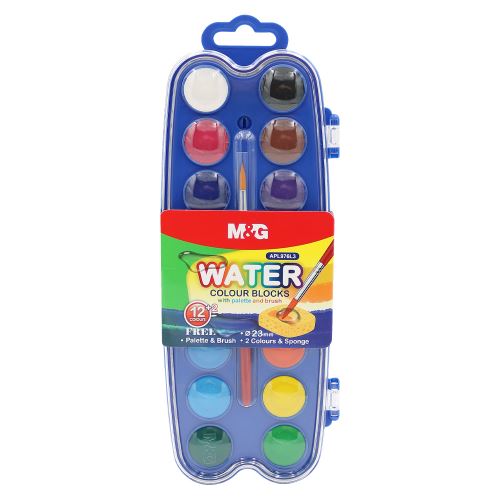 Barvy vodové M&G mini (23 mm) - 14 barev + štetec