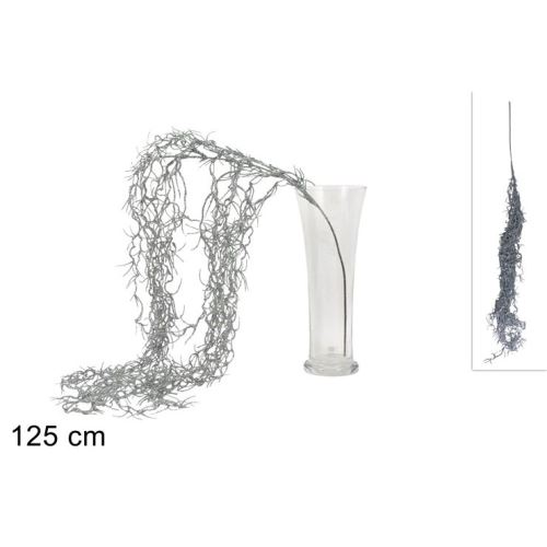 Vánoční větvička glitrovaná 125 cm, stříbrná