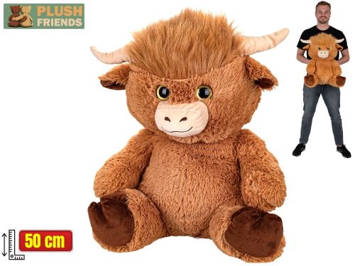 Plush Friends skotský náhorní skot plyšový 50cm sedící 0m+