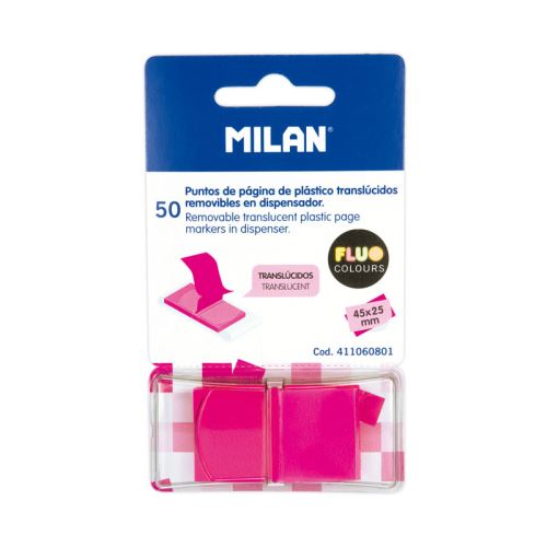 Blok lep MILAN FLUO záložka PVC 45 x 25 mm ružová