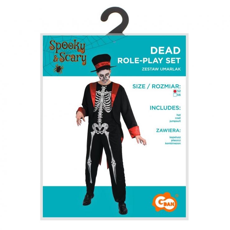 Kostým pro dospělé Dead Man (klobouk, kabát, overal), velikost 52