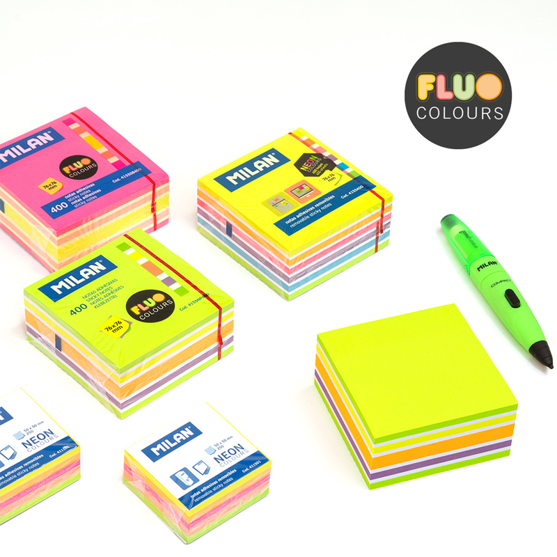 MILAN Blok lep MILAN Fluo colours 76 x 76 mm 400 l. - růžové