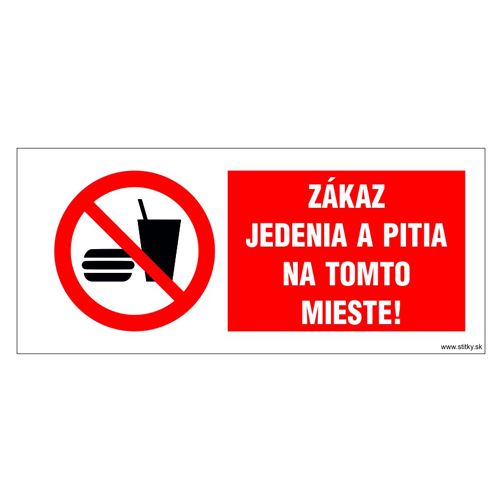 Etikety Info - Zákaz jedenia a pitia na tomto mieste 262x115 mm