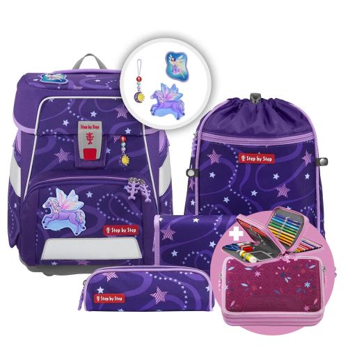 Školní aktovka Space pro prvňáčky - 5-dílný set, Step by Step Pegas Emily, certifikát A