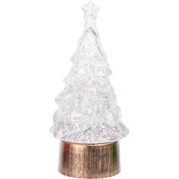 Vánoční stromek 12 cm s LED světlem / zatřesením sněží uvnitř (mix /1 ks)