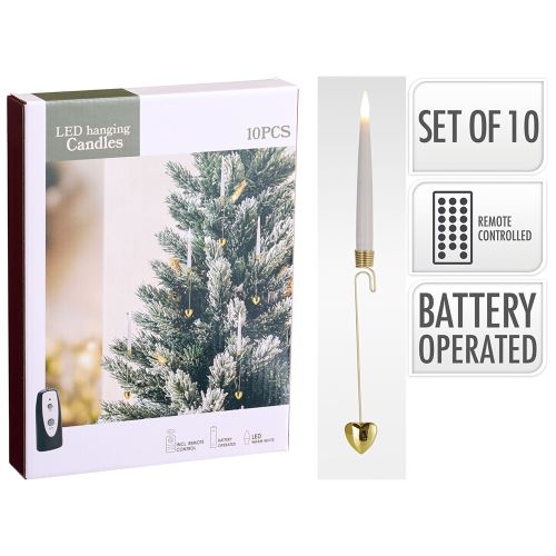 Svíčky LED bezdrátové, závěsné 31.5 cm s dálk. ovládáním - sada 10 ks