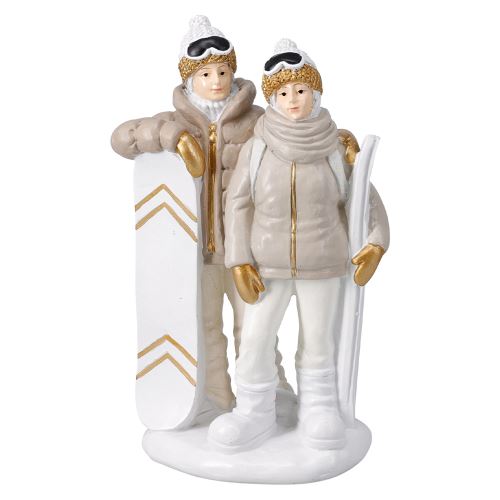 Vánoční soška Postavy lyžařského páru 22 cm