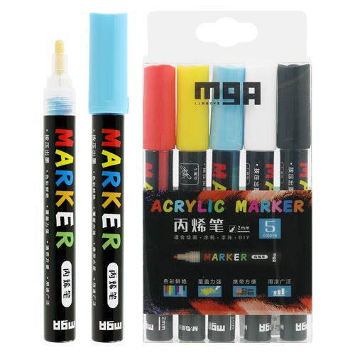 Popisovač akrylový M&G MOCALO Acrylic Marker 2 mm, sada 5 ks (2)