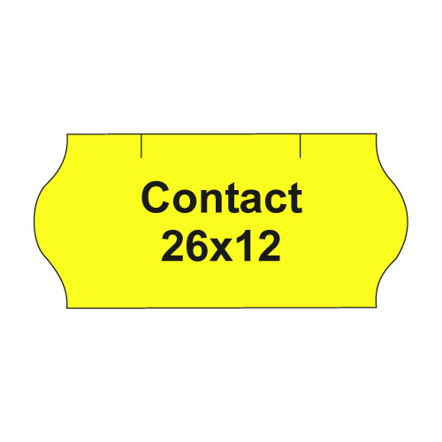 Etikety cen. CONTACT 26x12 oblé - 1500 etiket/kotouček, žluté 36 ks