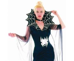 Kostým pro dospělé Spider Widow (šaty s rukávy a límcem, opasek), velikost S