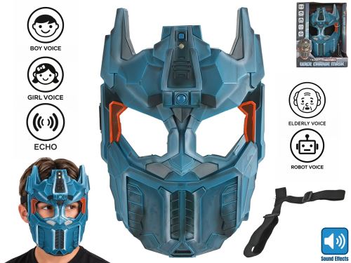 TransforMACHINES maska měnič hlasu modrý 26cm na baterie se zvukem v krabičce