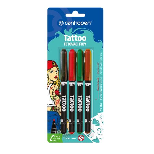 Popisovač CENTROPEN 2880 TATTOO - tetovací sada / sada 4 ks