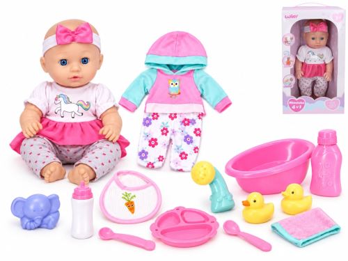 Miminko 30cm pijící a čurající na baterie se zvukem s doplňky v krabičce