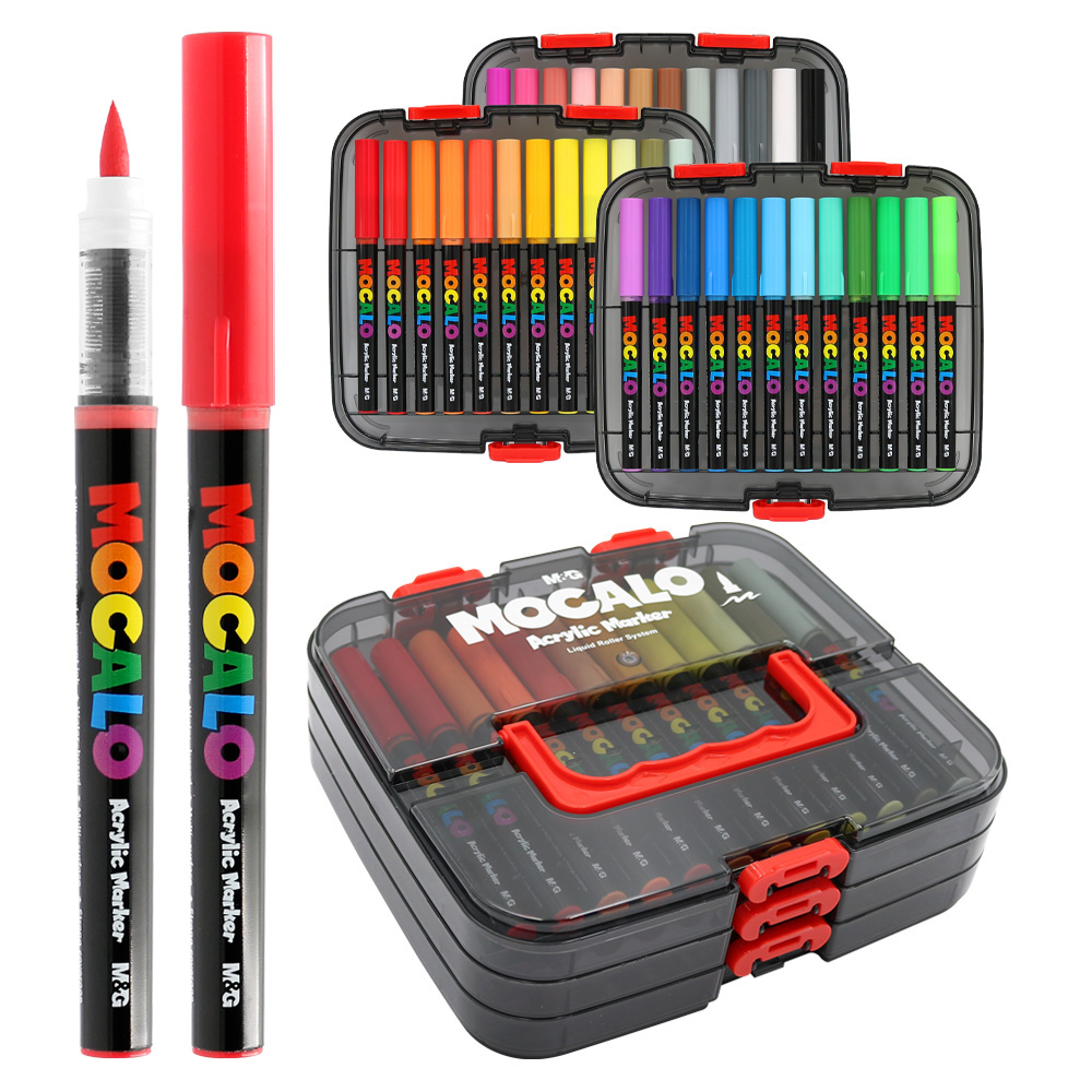 M&G Popisovač M&G MOCALO Acrylic Marker, štětcový hrot (sada 36 barev)