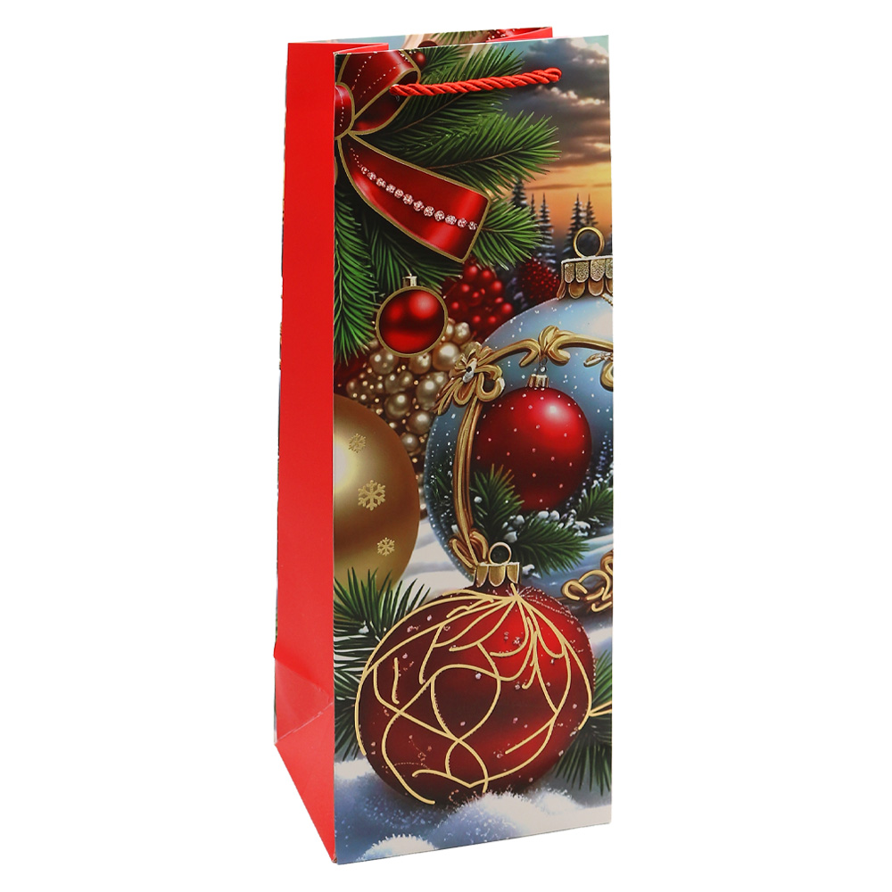 Darčeková taška na fľašu - vianočná 12x36x10 cm (mix /cena 1ks)