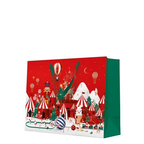 Dárková taška horizontální - Winter wonderland Christmas 33,5x26,5x13 cn