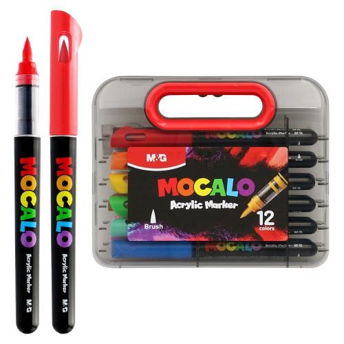 M&G MOCALO Akrylový popisovač, štětcový hrot - sada 12 barev (4)
