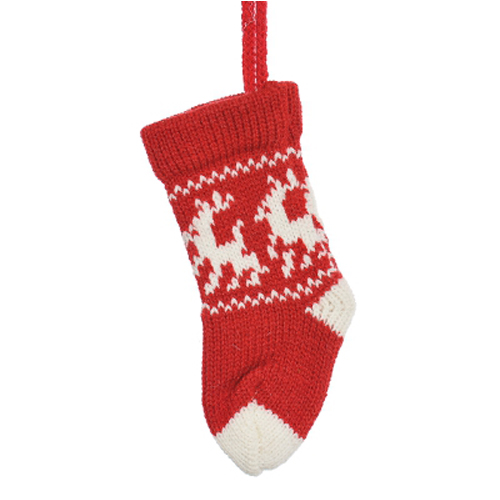 Vánoční ozdoba - Ponožka červeno-bílá na stromek 17 cm, 1 ks 17 cm