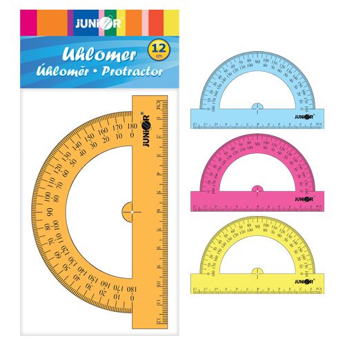 Úhloměr 12 cm barevný - průhledný