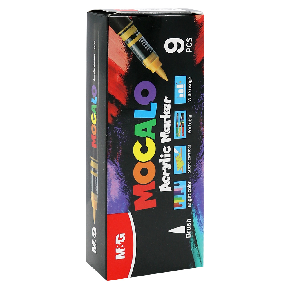 M&G Popisovač M&G MOCALO Acrylic Marker, štětcový hrot - černý 901