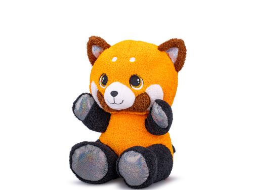 Panda červená plyšová 16,5cm sedící 0m+ v sáčku