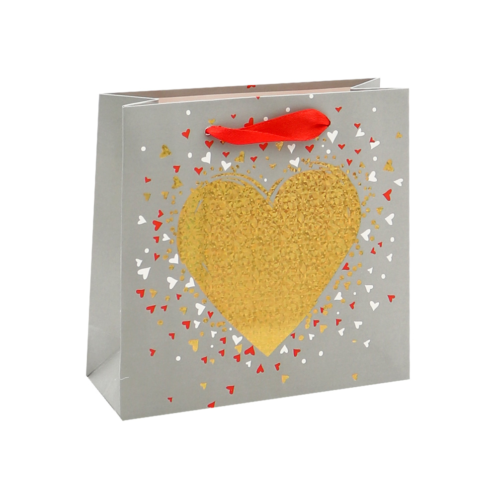 JUNIOR Darčeková taška Heart 14,5 x 6 x 15 cm (mix /cena 1ks)