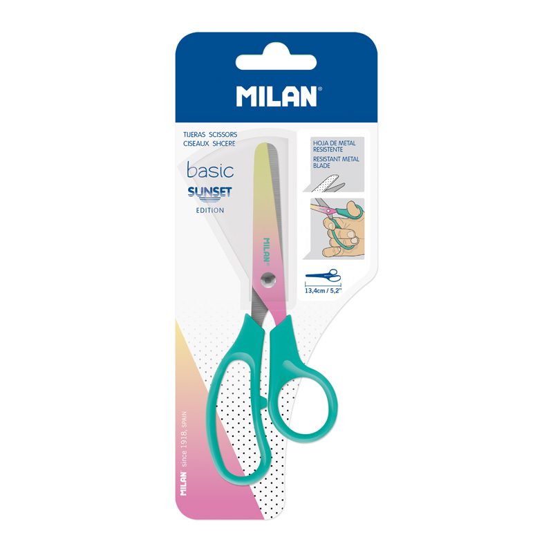 MILAN Nůžky MILAN Basic Sunset Edition tyrkysové 5,2"/13,4 cm