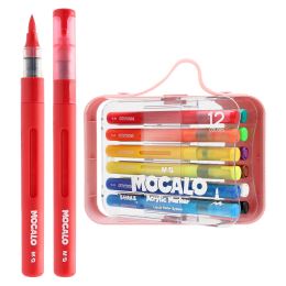 Popisovač M&amp;G MOCALO Acrylic Marker, štětcový hrot - sada 12 barev