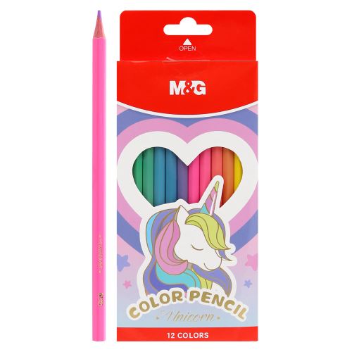 Šestihranné pastelky M&G Unicorn - sada 12 kusů