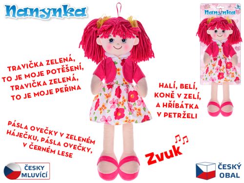 Panenka Nanynka červená 50cm měkké tělo na baterie česky mluvící a zpívající 0m+ na kartě