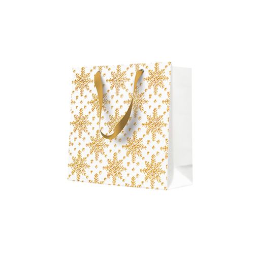 Dárková taška PAW 17x17x6 cm Grunge Textured Snowflakes Gold