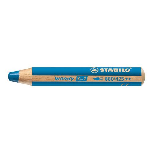 Pastelka STABILO woody 3 v 1 - farbička, vodovka, voskovka - modrá