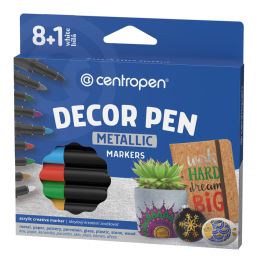Dekorační popisovač CENTROPEN 2737 Decor Pen Metallic - sada 8 + 1 ks