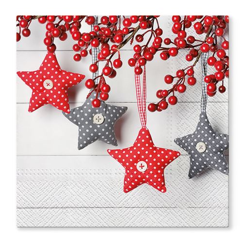 Obrúsky TaT 33x33cm Gray-Red Stars