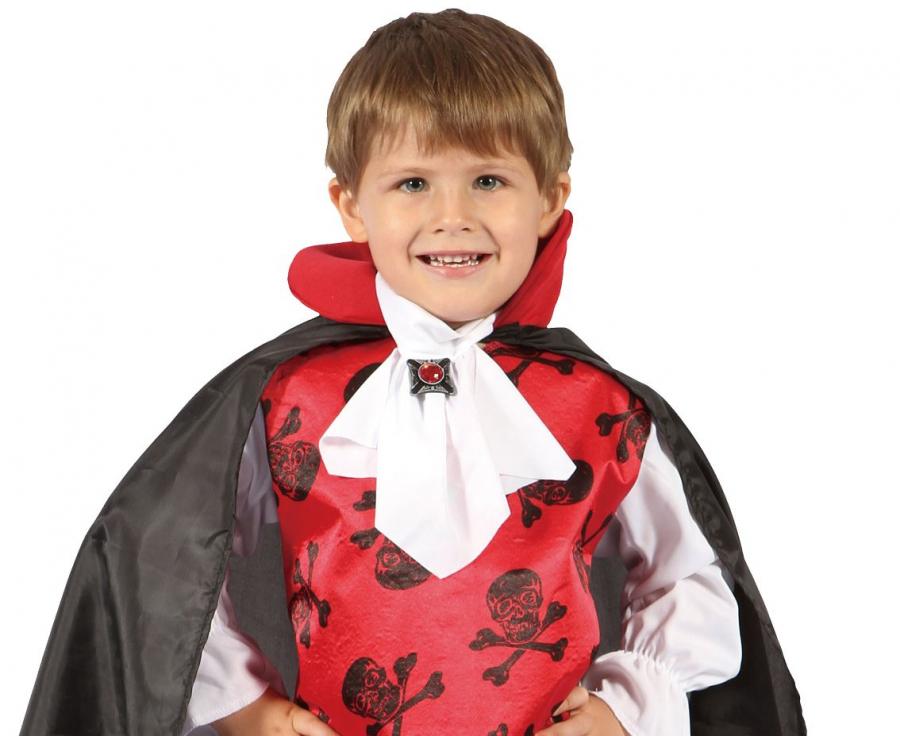GoDan S.A. Dětský kostým Red Vampire (halenka s vestou, pelerína, volán na krk), velikost 92/104 cm