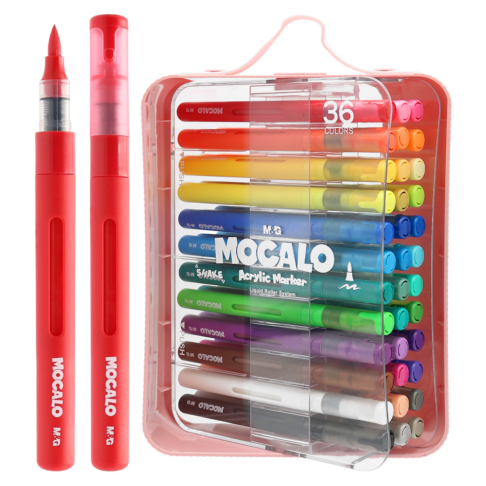 M&G Popisovač M&G MOCALO Acrylic Marker, štětcový hrot - sada 36 barev