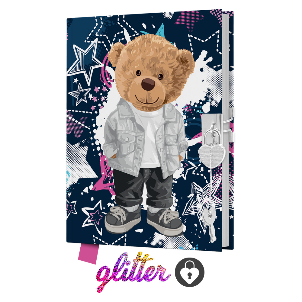 Památník JUNIOR 14x18 cm, 80 list. čistý se zámkem - Teddy Bear